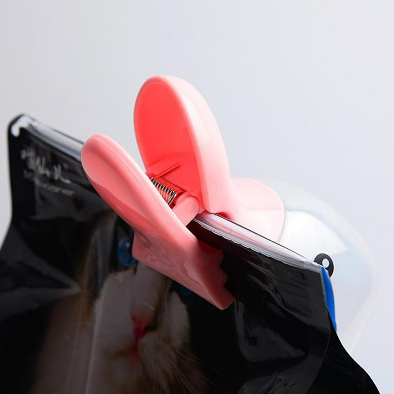 2 In 1 Pet Food , Dog, Cat, Rabbit Food Teats Bag Clip Duck Style Pink