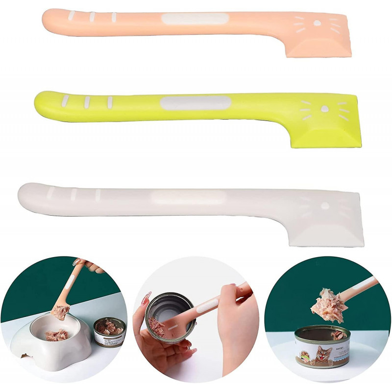 Pack of 3 Pet Food Can Spoons, Long Handle Universal Silicone Pet Food Mixing Spoon