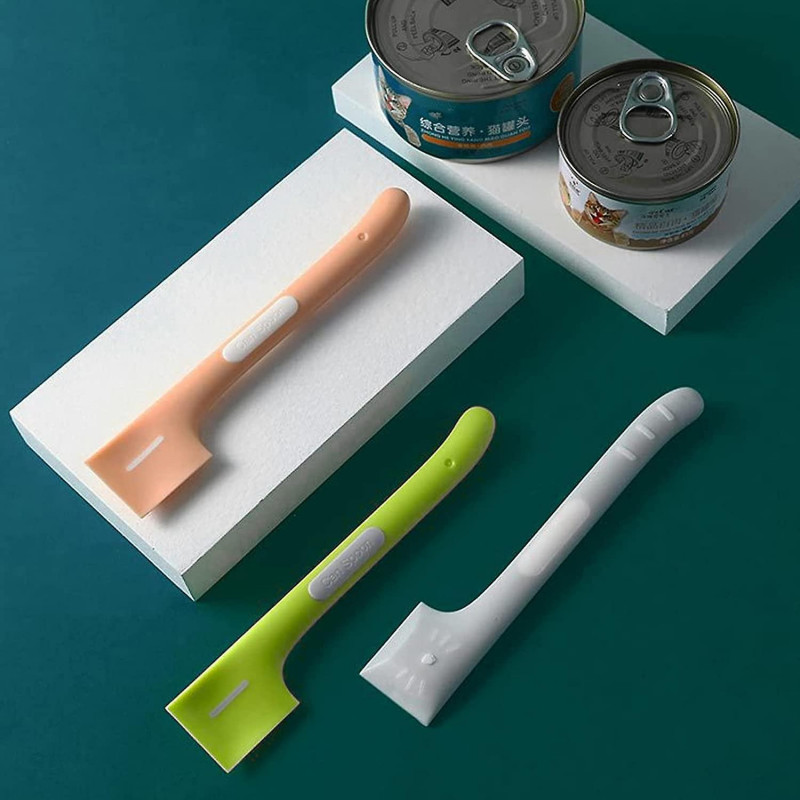 Pack of 3 Pet Food Can Spoons, Long Handle Universal Silicone Pet Food Mixing Spoon
