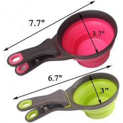 Collapsible Pet Scoop Silicone Measuring Cups Set Sealing Clip 3 in 1 Multi-Function Set of 2 Collapsible Pet Scoop Silicone Measuring Cups Set Sealing Clip 3 in 1 Multi-Function Set of 2