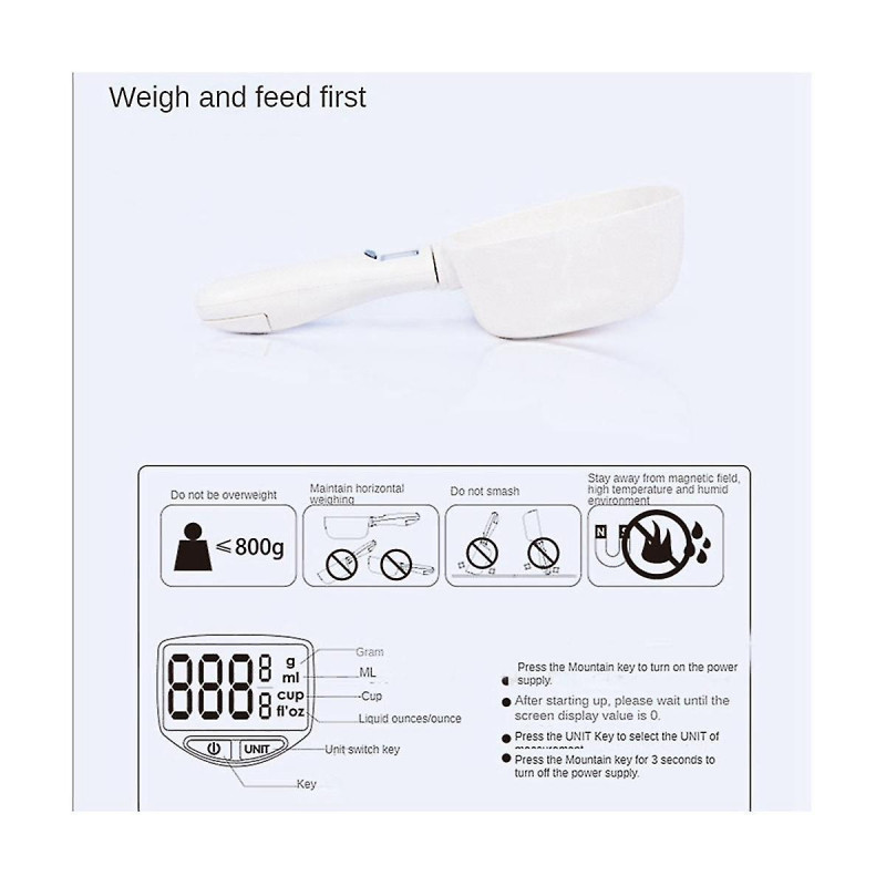 Pet Food Scale Electronic Measuring Tool Dog Feeding Bowl Measuring Spoon Kitchen Scale Digital Dis
