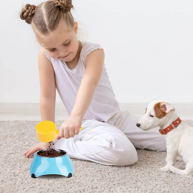 Sturdy Melamine Food Scoop for Dogs Cats Birds, Measuring Cup, Long Comfortable Handle 100g Orange