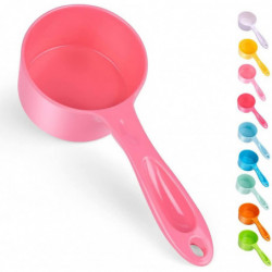 Sturdy Melamine Food Scoop for Dogs Cats Birds, Measuring Cup, Long Comfortable Handle 100g Pink Sturdy Melamine Food Scoop for Dogs Cats Birds, Measuring Cup, Long Comfortable Handle 100g Pink