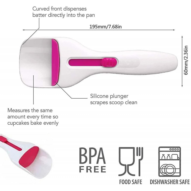 Cupcake Scoop,one-touch Sliding Button Dispenses Batter Diy Kitchen Baking Tools