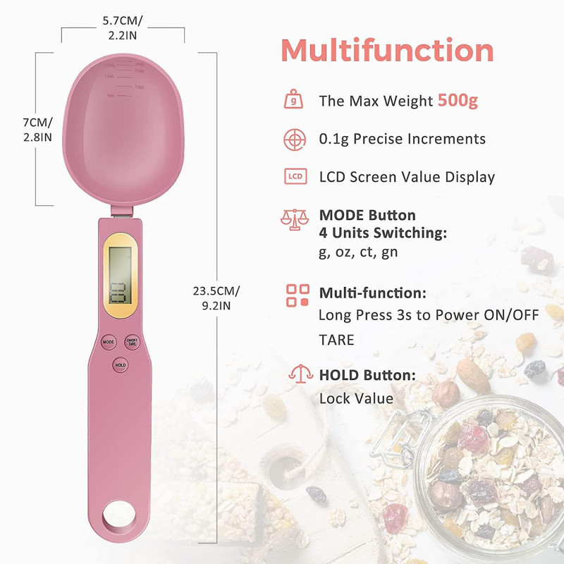 Digital Food Spoon Scale, 500g/0.1g Electronic Kitchen Measuring Spoon Scale, Hi-def Lcd Semen Display, Accurately [...]