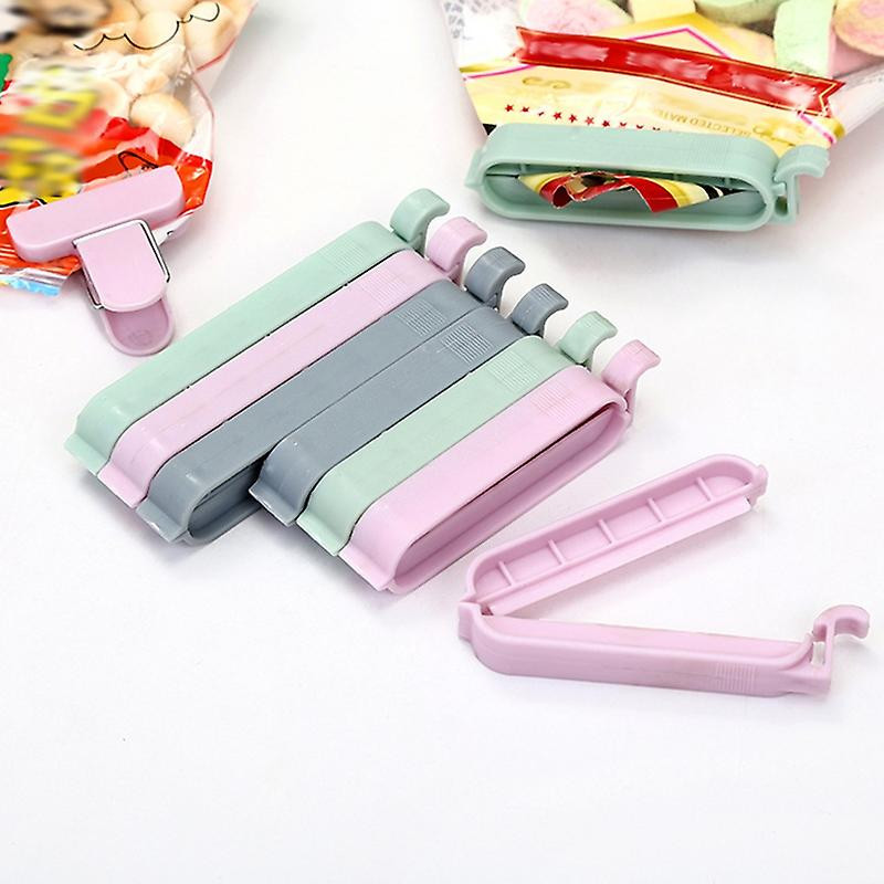 12pcs Solid Color Food Storage Bag Sealing Clips Sealer Snack Clamp Kitchen Tool Jikaix