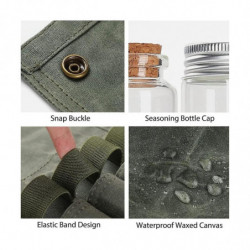 Canvas Seasoning Storage Bag Organizer Seasoning Bottles Holder with Mini Condiment with 9 Spice Ja