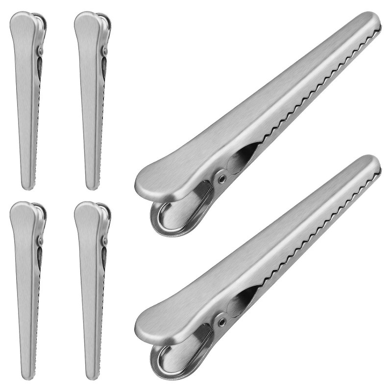 6pcs Stainless Steel Food Storage Bag Sealer Sealing Clip Kitchen Home Clamp Tools