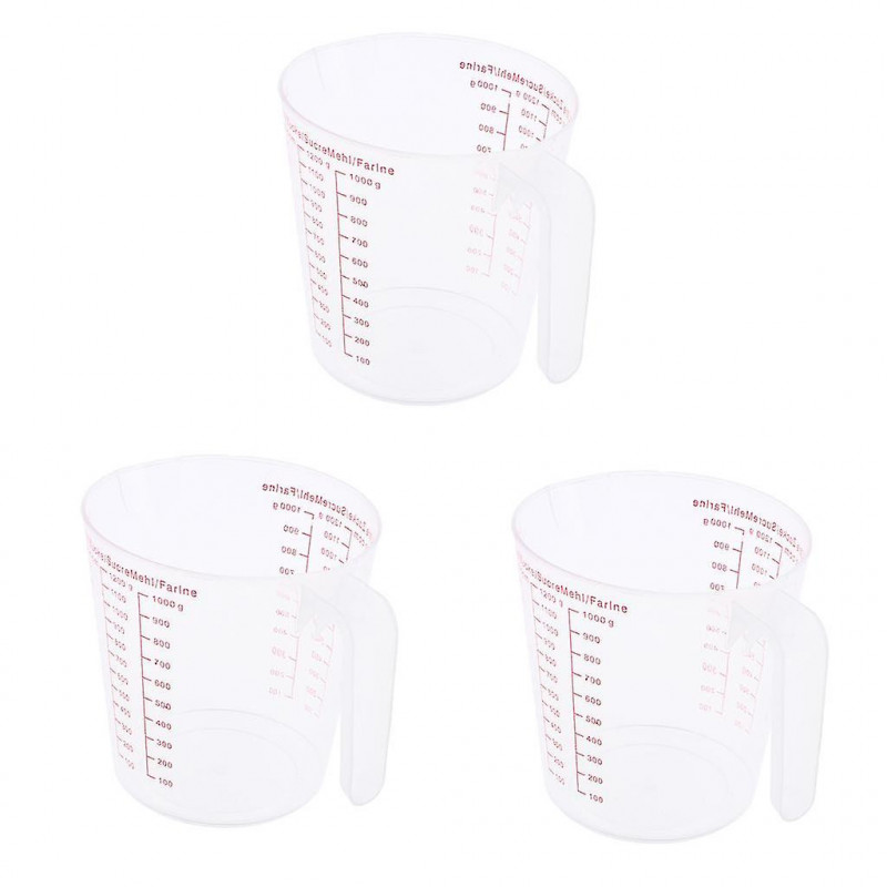 3pcs Plastic Measuring Cup For Kitchen Cooking Baking Coffee Pet Food Grain