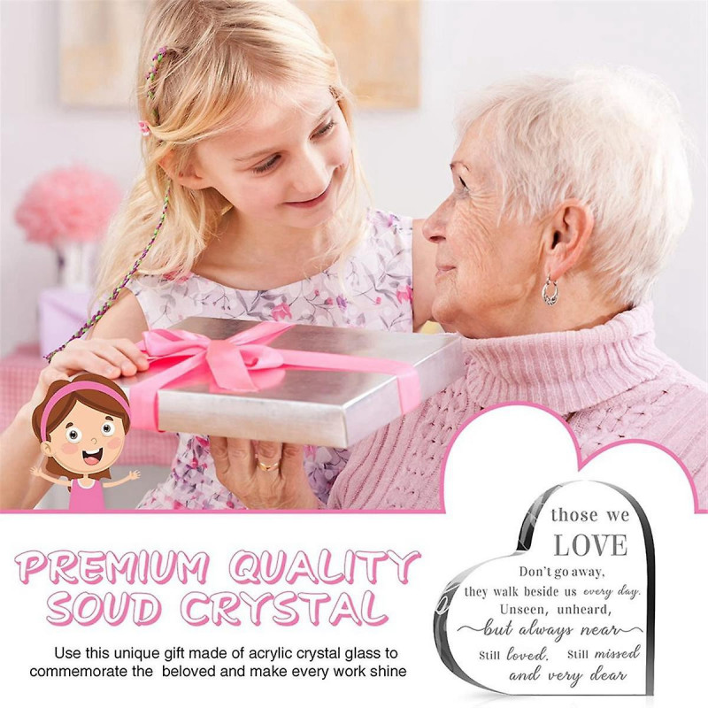 Sympathy Gifts Memorial Bereavement Gifts Acrylic Heart Condolence Remembrance Gifts for Loss of Lo