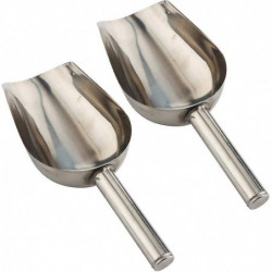 2 Pcs Dog Food Scoop Stainless Steel Feed Scooper For Home Pet Food (1 1/2 Cup, 12-ounce) - -