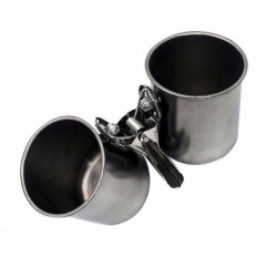 2pcs Clip Cup Birds Stainless Steel Creative Parrot Safe Feeder Food Water Bowl Clip Cup Feeding Too