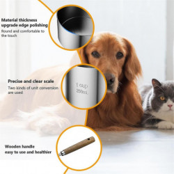 Stainless Steel Dog Food Scoop with Two-Pack Measuring-Cup: 1CUP and 1/4CUP-Perfect for Precise Pet