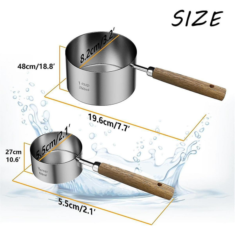 Stainless Steel Dog Food Scoop with Two-Pack Measuring-Cup: 1CUP and 1/4CUP-Perfect for Precise Pet