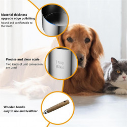 Stainless Steel Dog Food Scoop with Two-Pack Measuring-Cup: 1CUP and 1/4CUP-Perfect for Precise Pet Mealtime Portioning