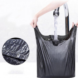 3 Roll / 150 Pieces of Thicken Black Garbage Bag Portable Portable Garbage Bag Disposable Vest Bag