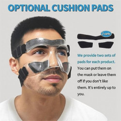 Nose Shield, Suitable for Broken Noses, Mask with Padding, Adjustable, Breathable, Transparent, Suitable for Basketball