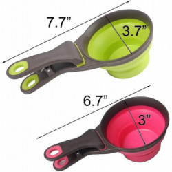 2pcs Collapsible Pet Scoop Silicone Measuring S Set A 2pcs Collapsible Pet Scoop Silicone Measuring S Set A