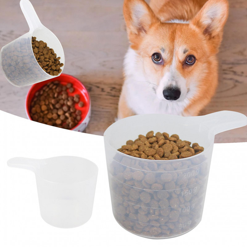 200g Pet Food Shovel Transparent Feeding Scoop Multifunctional Cat Dog Food Measuring Spoon