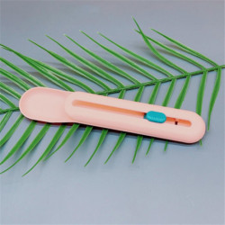 Pet Feeding Spoon Easy to Use Button Pushed Design Long Strip Plastic Cat Snacks Squeeze Feeder