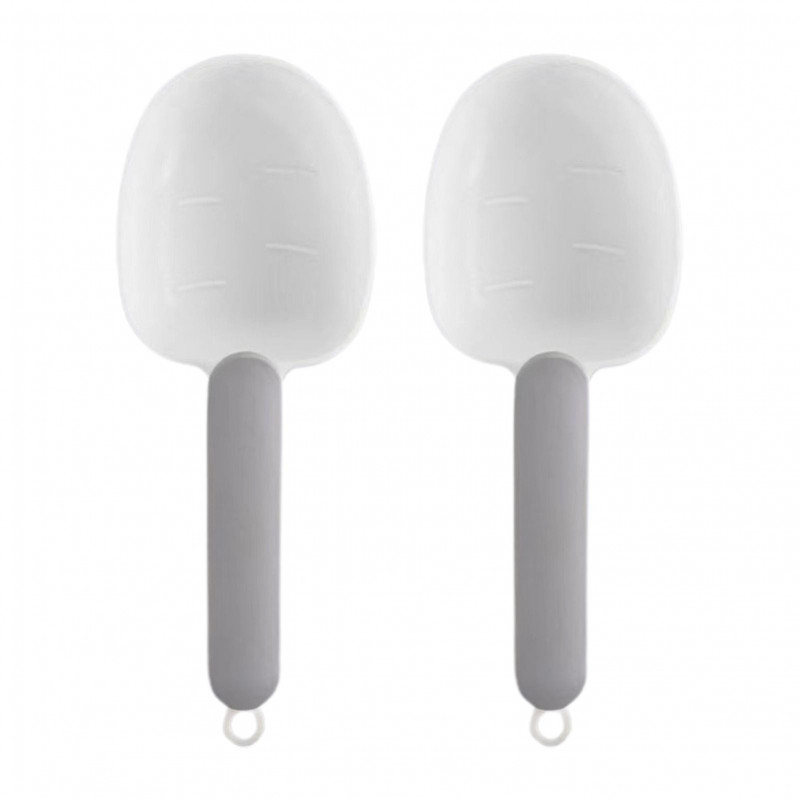 2Pcs Pet Food Spoon Long Handle Dog Feeding Scoop with Sealed Bag Clip Comfortable Grip Cat Food Shovel Pet Supplies