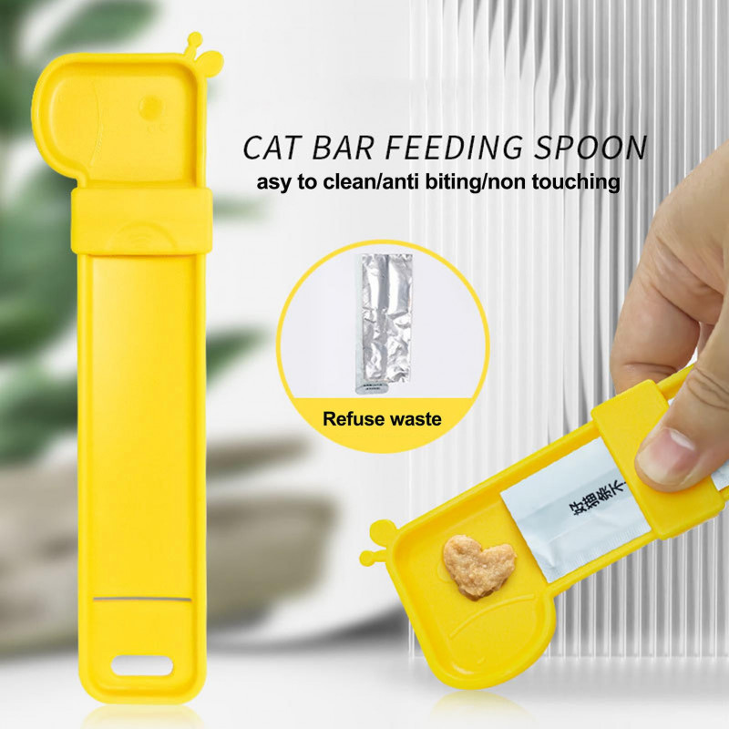 Cat Strip Feeder Giraffe-shaped Cat Feeding Scoop Multipurpose Portable Food Squeezer Spoon Pet Supplies