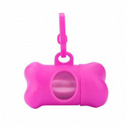 20 Rolls Pet Dog Plastic Clean Trash Waste Bags with Bone Shape Bag Dispenser Holder (Pink)