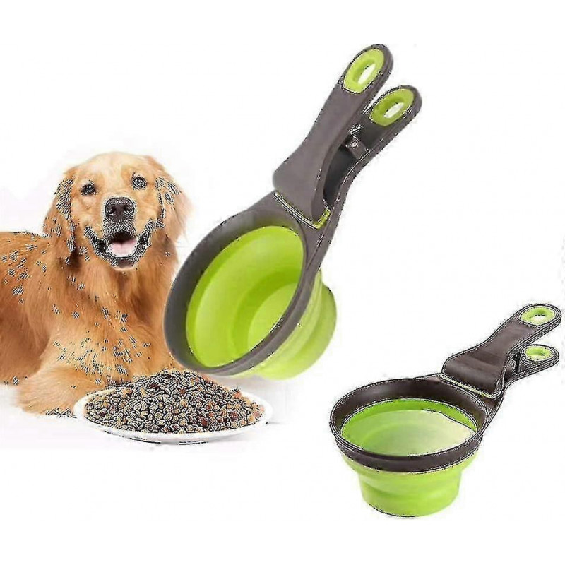 3-in-1 Collapsible Silicone Measuring Cup and Clip for Pet Food_Sep