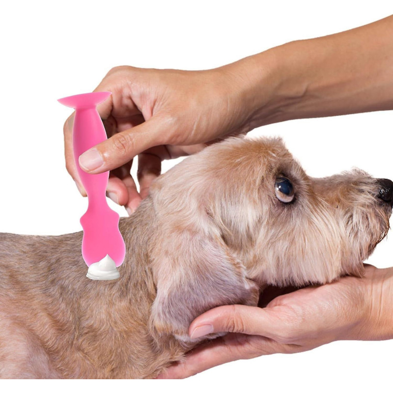 Silicone Dog Wrinkle Paste Applicator Flexible Tear Stain Paste Brush Applicator For Dog Puppy Pet Supplies Rosy