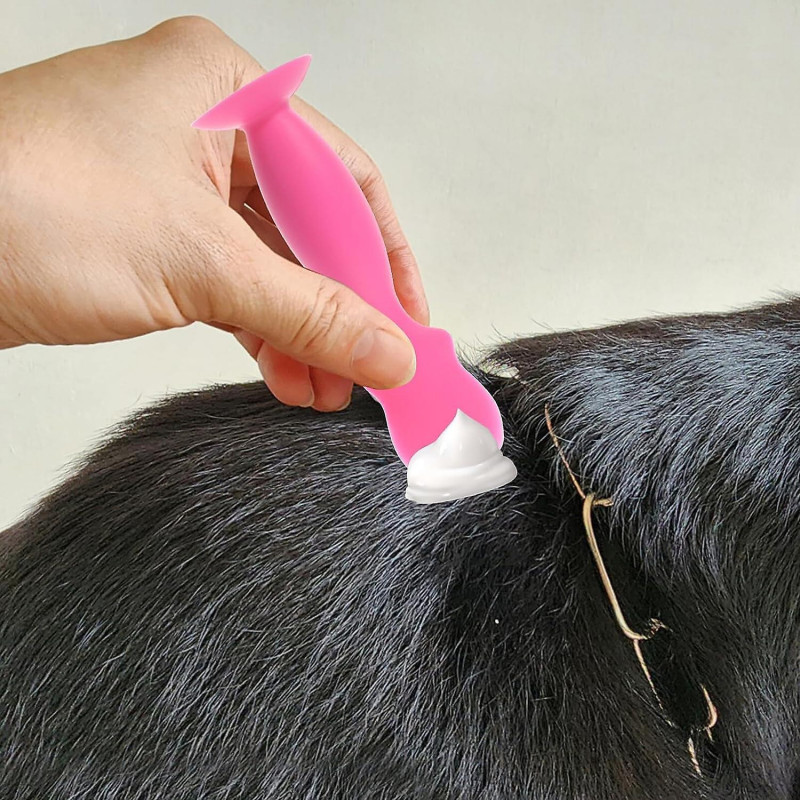 Silicone Dog Wrinkle Paste Applicator Flexible Tear Stain Paste Brush Applicator For Dog Puppy Pet Supplies Rosy