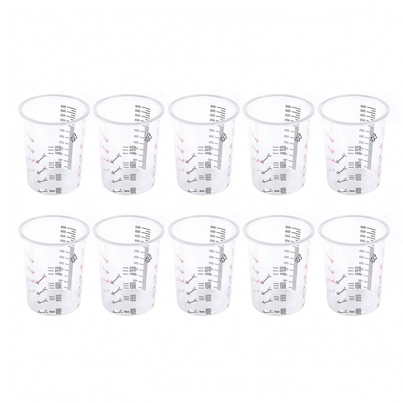 10PCS Calibration Pot Precise Transparent Scale Design Disposable Measuring Cups for Precise Mixing of Paint and Liquid