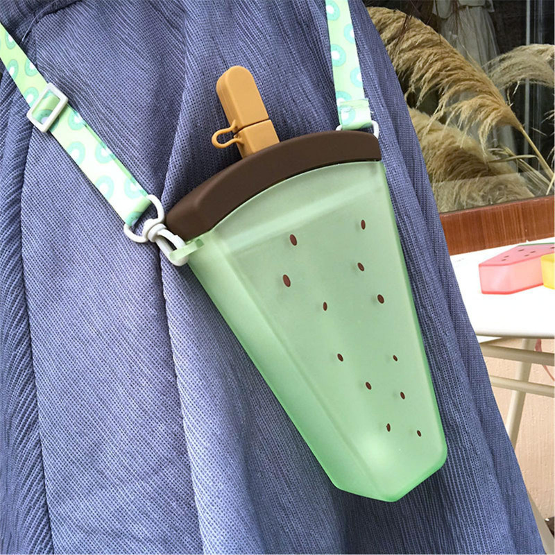 Cute Popsicle Water Cup Fruit Water Cup Portable Plastic Water Cup With Lanyard