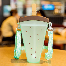 Cute Popsicle Water Cup Fruit Water Cup Portable Plastic Water Cup With Lanyard