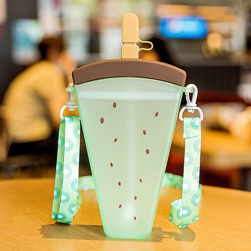 Cute Popsicle Water Cup Fruit Water Cup Portable Plastic Water Cup With Lanyard
