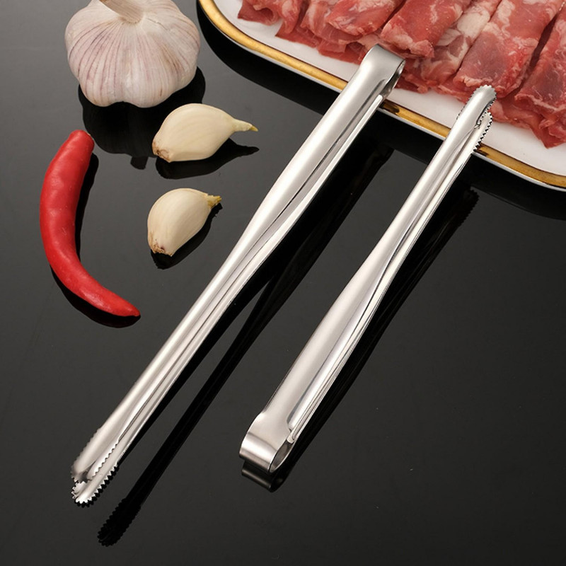 OuZhan Food Clip Serrated Thickened Food-grade Long Handle Polished Clip Foods Stainless Steel