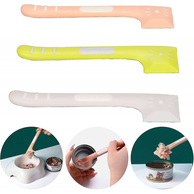 Pack Of 3 Pet Food Can Spoons, Long Handle Universal Silicone Pet Food Mixing Spoon