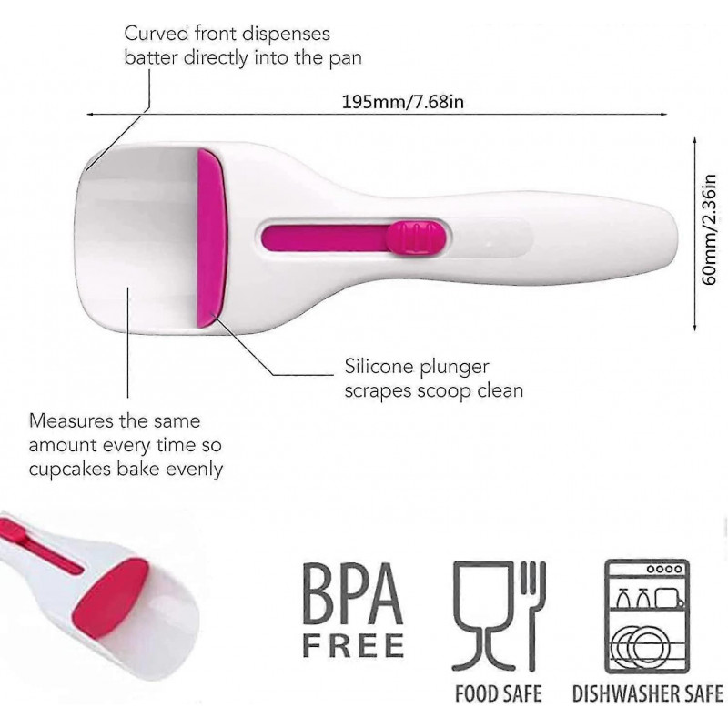 Cuillère à cupcake, le bouton coulissant à une touche distribue la pâte à faire soi-même les outils de cuisson de [...]