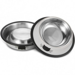 2pcs Stainless Steel Pet Cat Bowl Kitten Puppy with Painted Dish