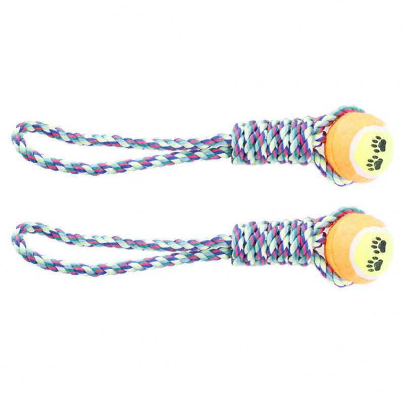 2pcs Pet Puppy Dog Doggy Interactive Chew Rope Toys Random Color