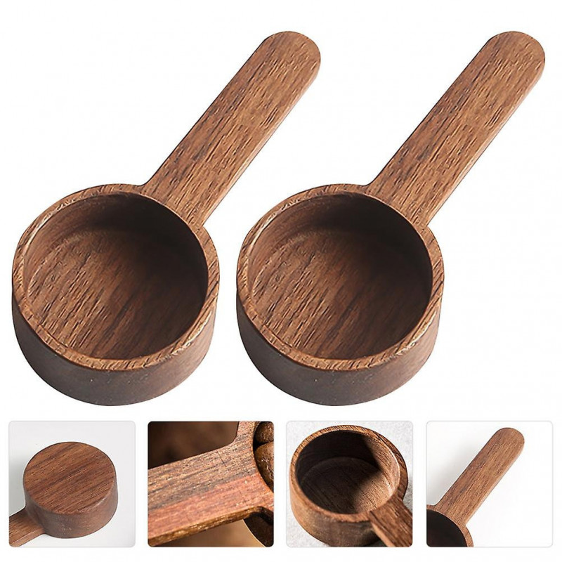 2Pcs Household Coffee Scoops Multi-function Wooden Scoops Convenient Coffee Spoons