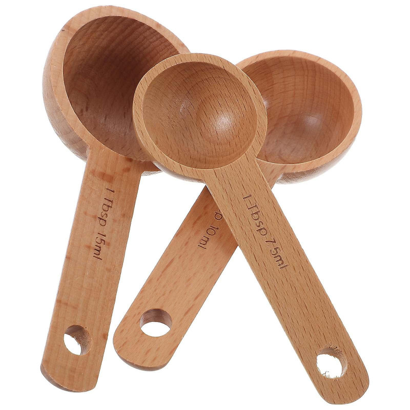 Wooden Spoon Measuring 3 Pcs Multi-function Tea Scoop Convenient Small Coffee Bit Honey Candy