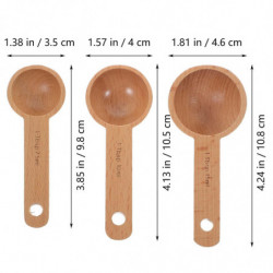 Wooden Spoon Measuring 3 Pcs Multi-function Tea Scoop Convenient Small Coffee Bit Honey Candy