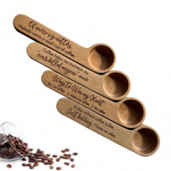 Coffee Measuring Scoop 2-In-1 Wood Engraved Coffee Scoop and Bag Clip Coffee Spoon 3 Coffee Measuring Scoop 2-In-1 Wood Engraved Coffee Scoop and Bag Clip Coffee Spoon 3