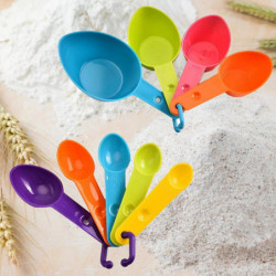 1 Set Measuring Spoons Easy to Clean Stackable Plastic Baking Cooking Weighing Scoops Cups for