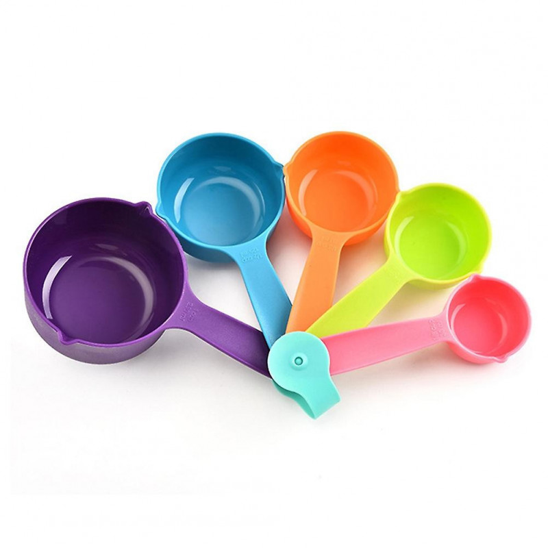 OuZhan 5Pcs Plastic Measuring Cups Spoon Scoop Kitchen Cooking Tool Baking Utensil