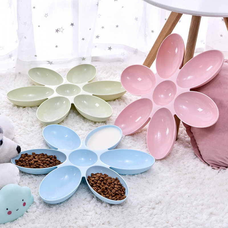 Creative Cat Food Utensils Petal Multi-cell Kitten Bowl PP Pet Feeder Supply