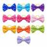 10Pcs Cute Pet Headwear with Rubber Band White Dot Small Pet Headwear Accessories Pet Supplies