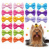10Pcs Cute Pet Headwear with Rubber Band White Dot Small Pet Headwear Accessories Pet Supplies