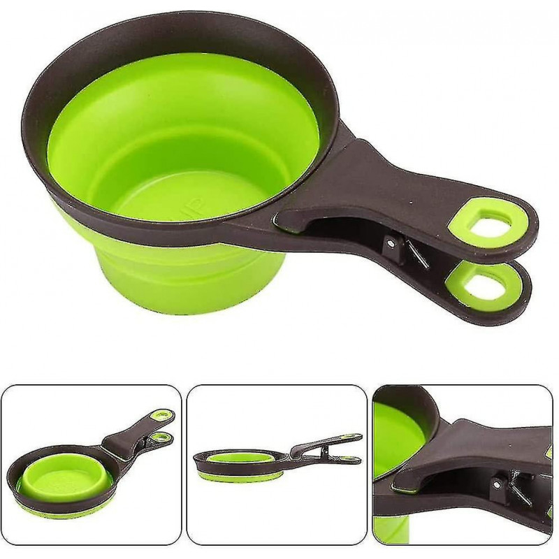 Collapsible Food Spoon, Silicone Measuring Spoon, Pet Food Shovel, For Vacation, Camping(2pcs,green And Pink)