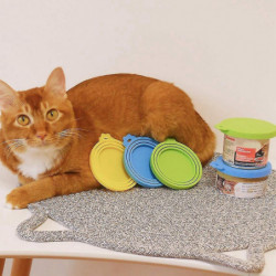 4 Packs de boîtes de nourriture pour animaux de compagnie couvercles de boîtes en silicone universelles - One Size [...]